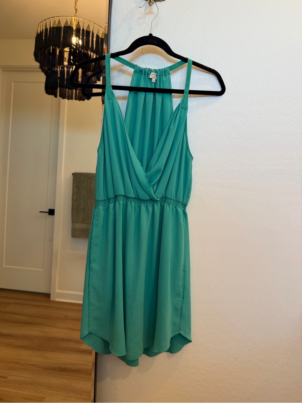 Wilfred Teal V-Neck Sleeveless Mini Dress